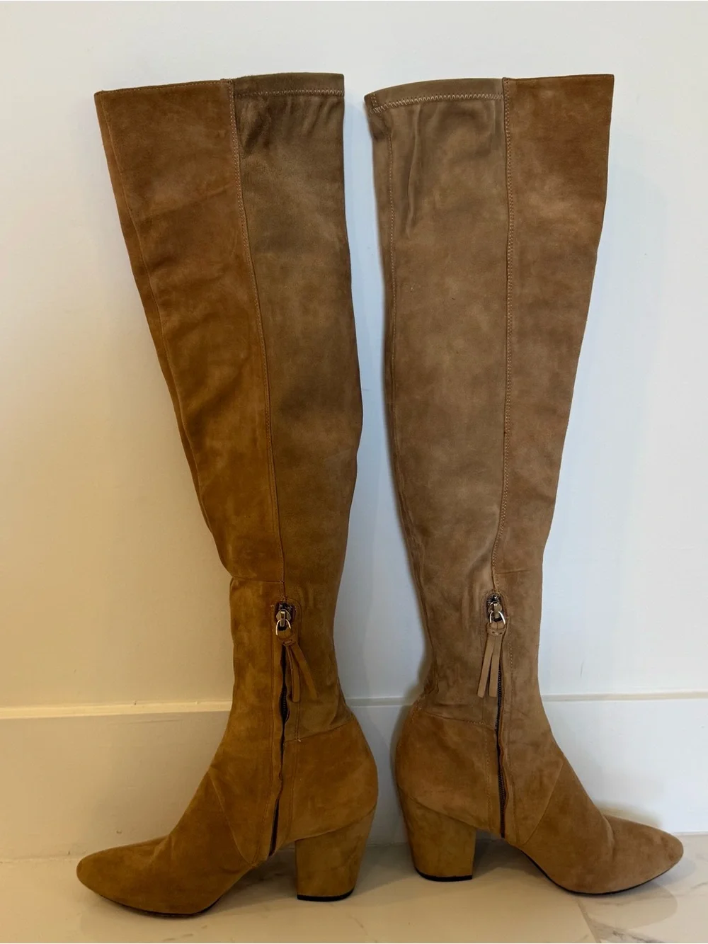 Rebecca Minkoff Tan Suede Fringe Over-the-Knee Boots